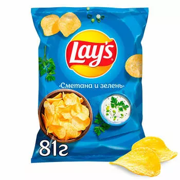 Чипсы лейс 81 г сметана зелень