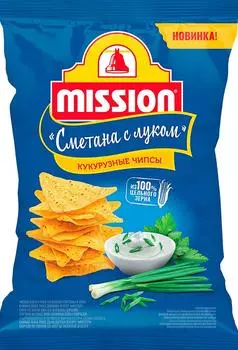 Чипсы миссион 90 г со вкусом сметаны и лука