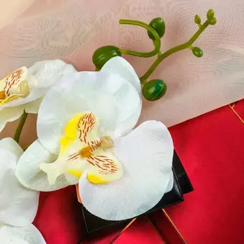 Цветок искусственный орхидея фонтея 8*90 см белая 3110185