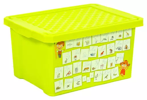 Детский ящик для хранения игрушек обучайка азбука 17л салатовый la1023обсл