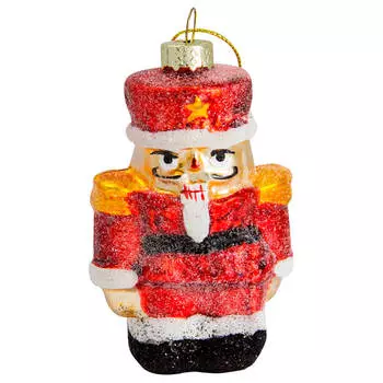 Елочное украшение 8см солдатик стекло sygb18-056