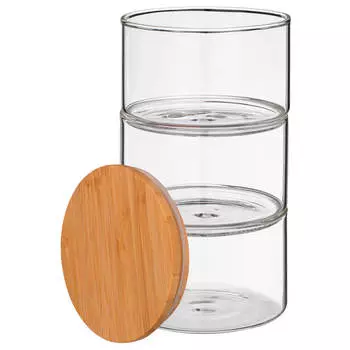 Емкость для сыпучих Agness Native 3 секции боросиликатное стекло 887-111