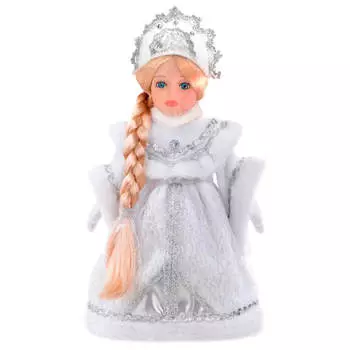 Фигурка новогодняя Феникс Present снегурочка василиса на подставке серебряный костюм15x11x31см 81308