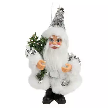 Фигурка новогодняя магик тайм дед мороз в серебристой шубке 9 x5x13 см 86570