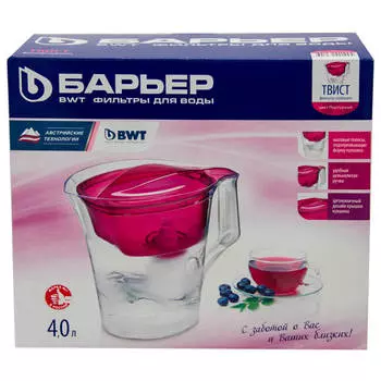 Фильтр-кувшин для очистки воды барьер 4 л твист пурпурный