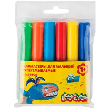 Фломастеры 6цв каляка-маляка д/малышей суперсмываемые блистер фскм06