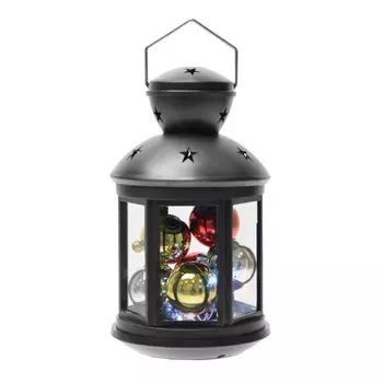 Фонарик с гирляндой и шариками внутри Uniel черный ul-00002309