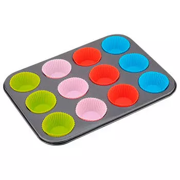 Форма для кексов 16 ячеек антипригарная + силикон