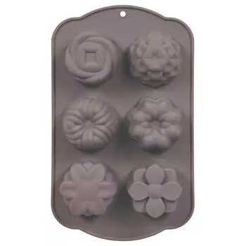Форма для выпечки мармитон цветочки 29*17*3 см 6 ячеек силикон