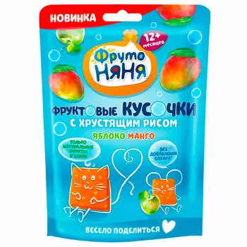 Фруктовые кусочки фрутоняня 42г с хрустящим рисом яблоко манго с 12 месяцев