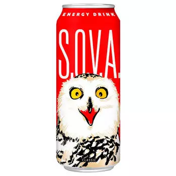 Газированный напиток S.O.V.A. 0,5л классический энергетический ж/б