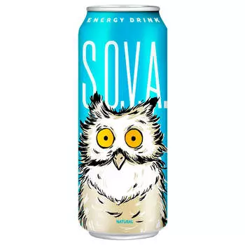 Газированный напиток S.O.V.A. 0,5л натуральный энергетический ж/б