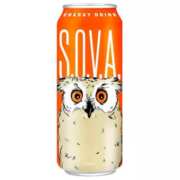 Газированный напиток S.O.V.A. 0,5л апельсин энергетический ж/б
