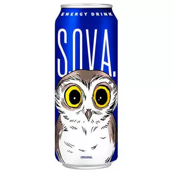 Газированный напиток S.O.V.A. 0,5л оригинальный энергетический ж/б