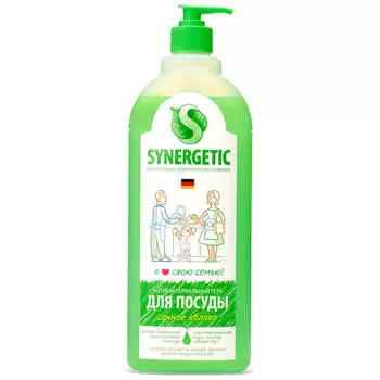 Средство биоразлагаемое для мытья посуды, детских игрушек синергетик 1000 мл яблоко