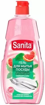 Гель для мытья посуды санита 450 г от засохшей пищи и жира грейпфрут и мята
