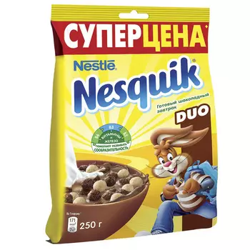 Готовый завтрак Nesquik дуо 250г пакет Nestle