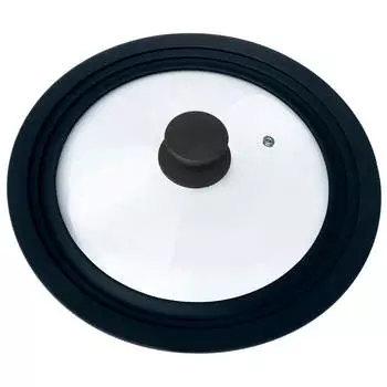 Крышка стеклянная 20/22/24см силиконовый обод черная