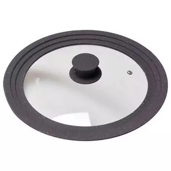 Крышка стеклянная 24/26/28см силиконовый обод серая