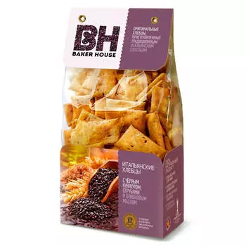 Хлебцы итальянские Baker House 250г с отрубями, кунжутом и оливковым маслом раменское
