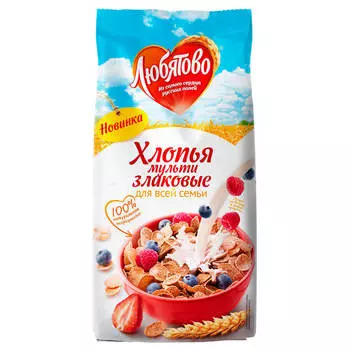Хлопья Любятово 250г мультизлаковые пакет