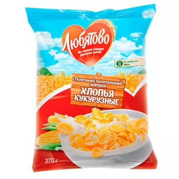 Хлопья Любятово 300г кукурузные с сахаром пакет