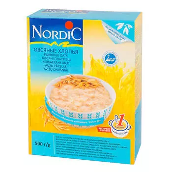 Хлопья NordiC 500г овсяные быстрого приготовления