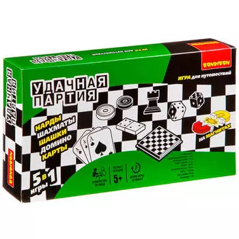 Игра настольная бондибон 5в1 удачная партия вв0683