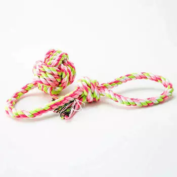 Игрушка для собак мяч с веревкой 38см 1021