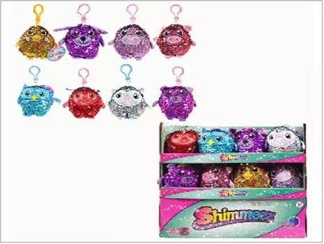 Игрушка мягкая фигурки шиммиз в пайетках с карабином серия 2