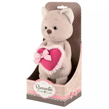 Игрушка мягкая Maxitoys романтичный котик с розовым сердечком 20см в/к mt-gu0220