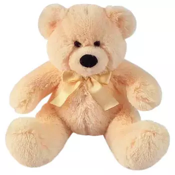 Игрушка мягкая медведь с бантом сидит 30*26*25см кремовый вн4599