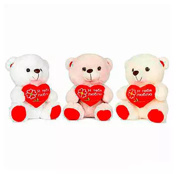 Игрушка мягкая медведь с сердцем 1-3605-21