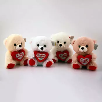 Игрушка мягкая медведь с сердцем 21см 4цв музыкальный 1-3340-21