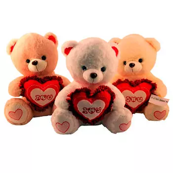 Игрушка мягкая медведь с сердцем 50см 3цв музыкальный 1-1705-50нск