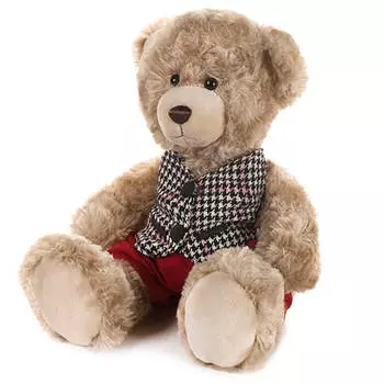 Игрушка мягкая мишка ричард в клетчатой жилетке и красных штанишках 20см mt-gu092018-3-20