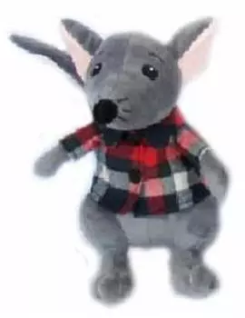 Игрушка мягкая мышь в клетчатой рубашке 20см серый leo18-905a