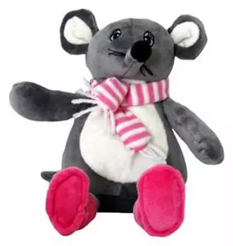 Игрушка мягкая мышка в розовых сапожках 27см серый leo18-1940b