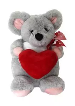 Игрушка мягкая мышонок с сердцем 17см серый leo18-981a