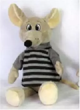 Игрушка мягкая мышонок в полосатой кофте 30см серый leo18-738a
