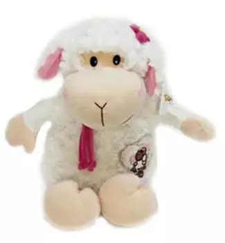 Игрушка мягкая овечка с бантиком 30см 012sbx009