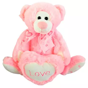 Игрушка мягкая Розовый мишка с сердцем 18*15*26см le017-1671b