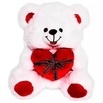 Игрушка мягкая TOY and JOY медведь белый с сердечком 6-0002-23