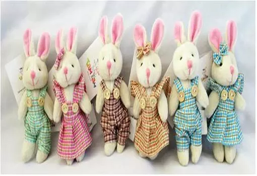 Игрушка мягкая зайчик в клетчатом наряде 5х3х14см в ассортименте le017-69a-d