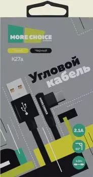 Кабель usb 2.1 a для type-c more choice k27 a нейлон 1 м