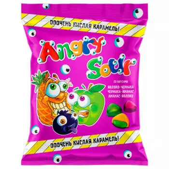 Карамель Angry Sour 120г во вкусами яблоко черника ананас яблоко богатырь