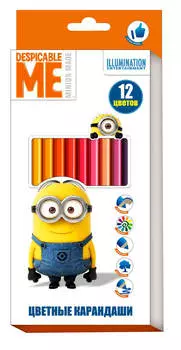 Карандаши 12цв гадкий я 89442