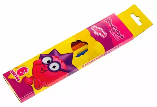 Карандаши цветные 6цв Смешарики пластик