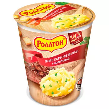 Картофельное пюре Роллтон 55г говядина стакан