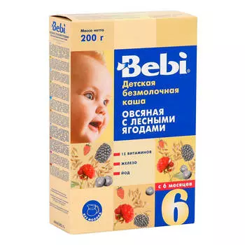 Каша безмолочная овсяная с лесными ягодами Bebi с 6 месяцев 200г